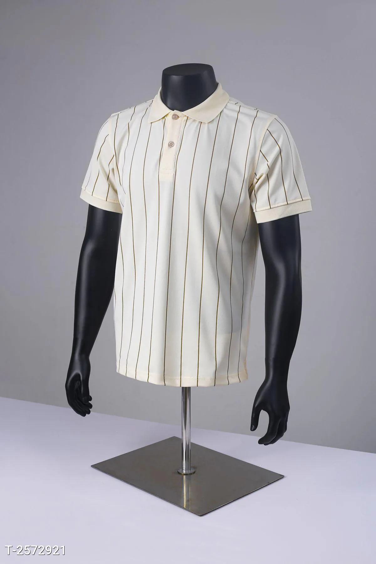 Áo Polo Nam Cổ Bẻ Ngắn Tay Vải Cá Sấu Kẻ Sọc Dọc Co Giãn Style Hàn Quốc Màu Be